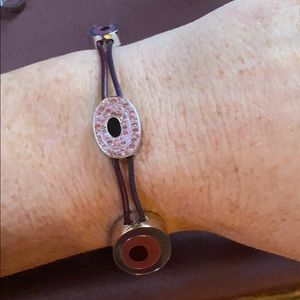 Swarovski crystal and leather bracelet